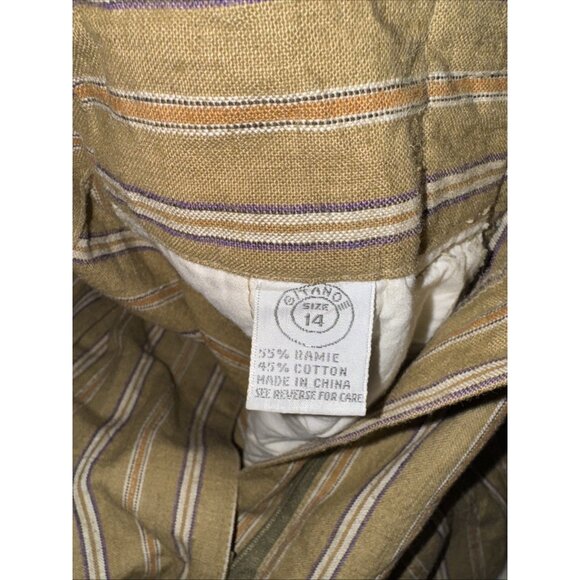Vintage 80s Gitano Khaki Pleated High Waist Trousers Wide Leg Stripped READ - Picture 10 of 12